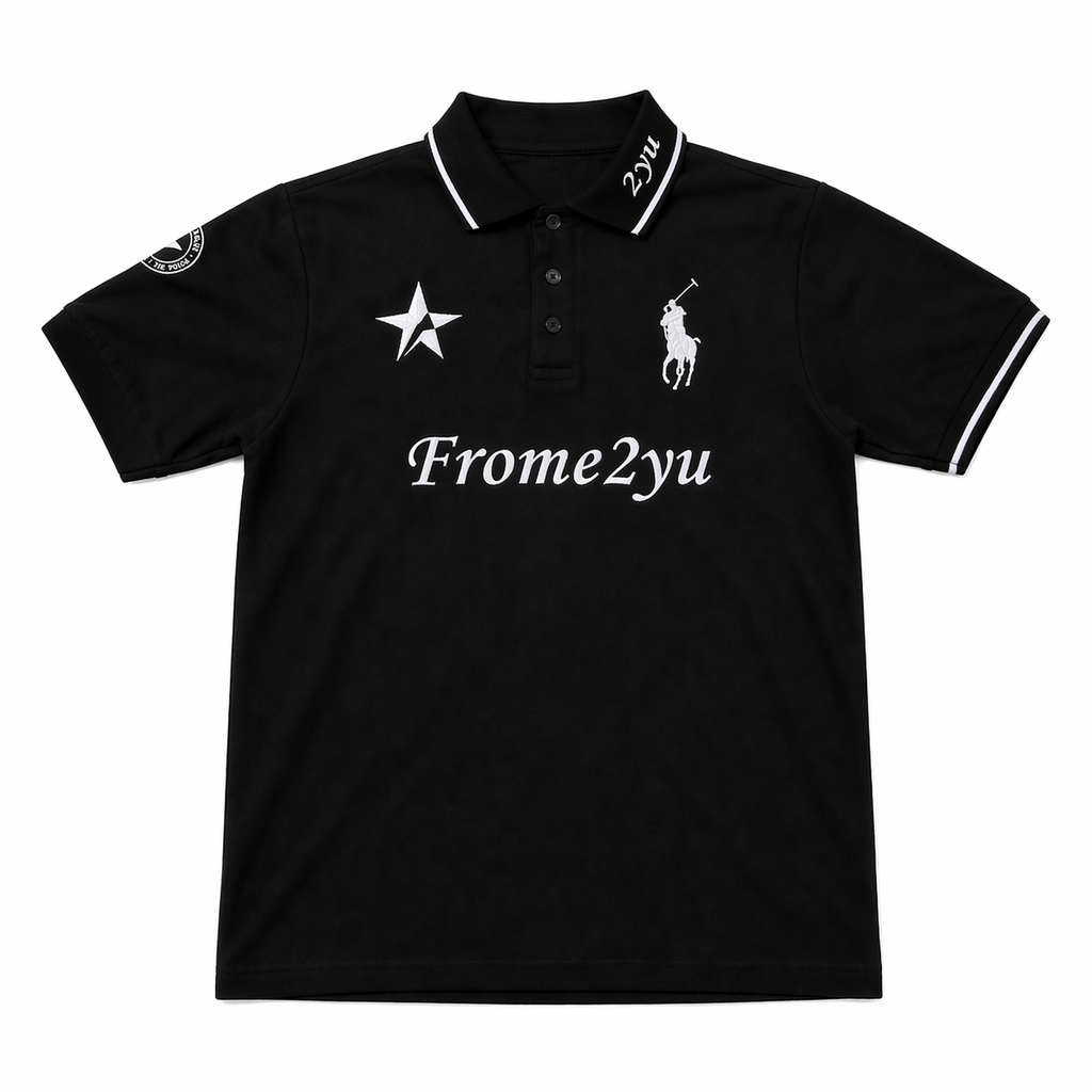 Black frome2yu Short Sleeve Polo