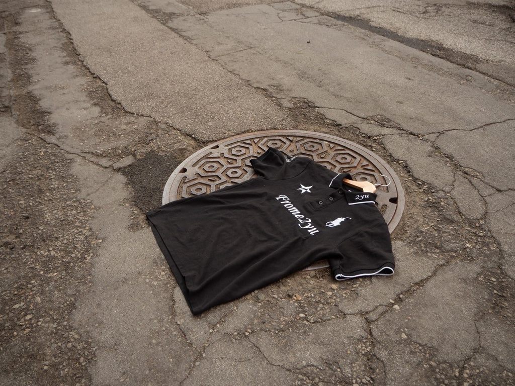 Black frome2yu Short Sleeve Polo