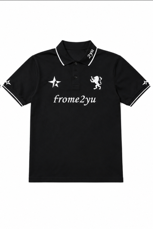 Black frome2yu Short Sleeve Polo
